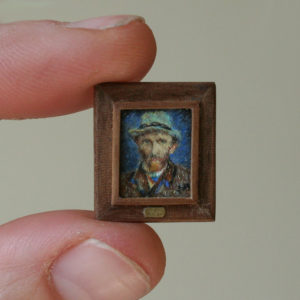 1 cm! Zelfportret Vincent van Gogh miniatuurschilderij door Diane Meyboom