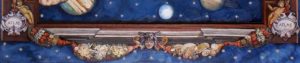 Plafondschilderingen van Diane Meyboom: Detail van 'Sterrenhemel met Atlas en planeten'. Het plafond is gemaakt voor een victoriaans poppenhuis. Het is een compilatie van meerdere fragmenten.