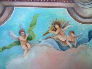 Plafondschilderingen van Diane Meyboom: Detail van De Stolp engelen - plafondschildering voor een Stolp poppenhuis