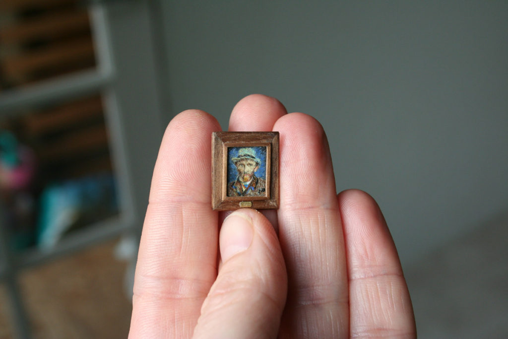 1 cm! Zelfportret Vincent van Gogh miniatuur schilderij door Diane Meyboom