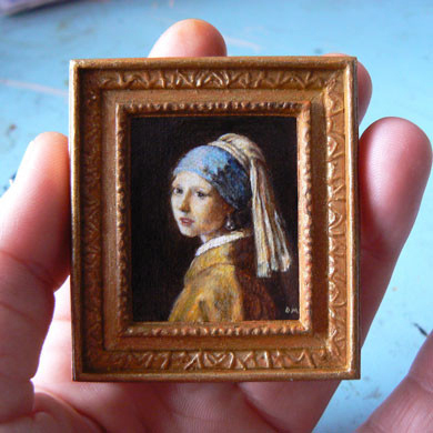 Miniatuur van Het meisje met de Parel van Vermeer door Diane Meyboom